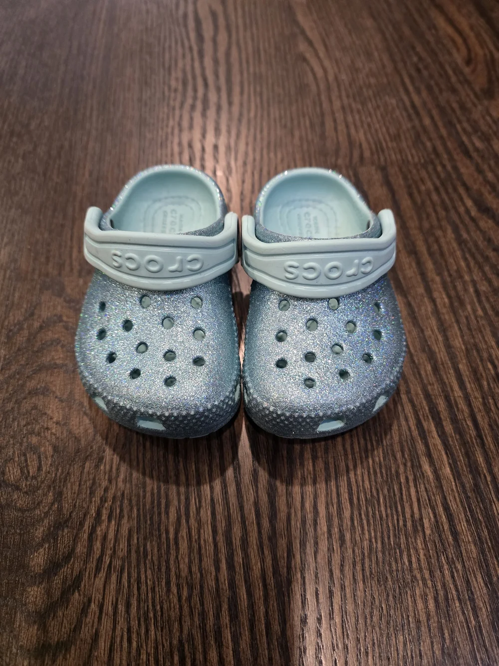 Toddler Glitter Crocs in Light Blue, 4C